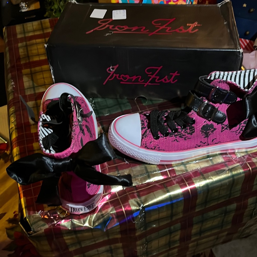 Pink funky high top sneakers